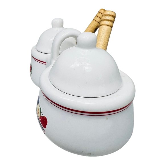 Vintage Smuckers Double Sided Jam/Jelly/Condiment Jar With Spoons & Lids EUC - Picture 8 of 10